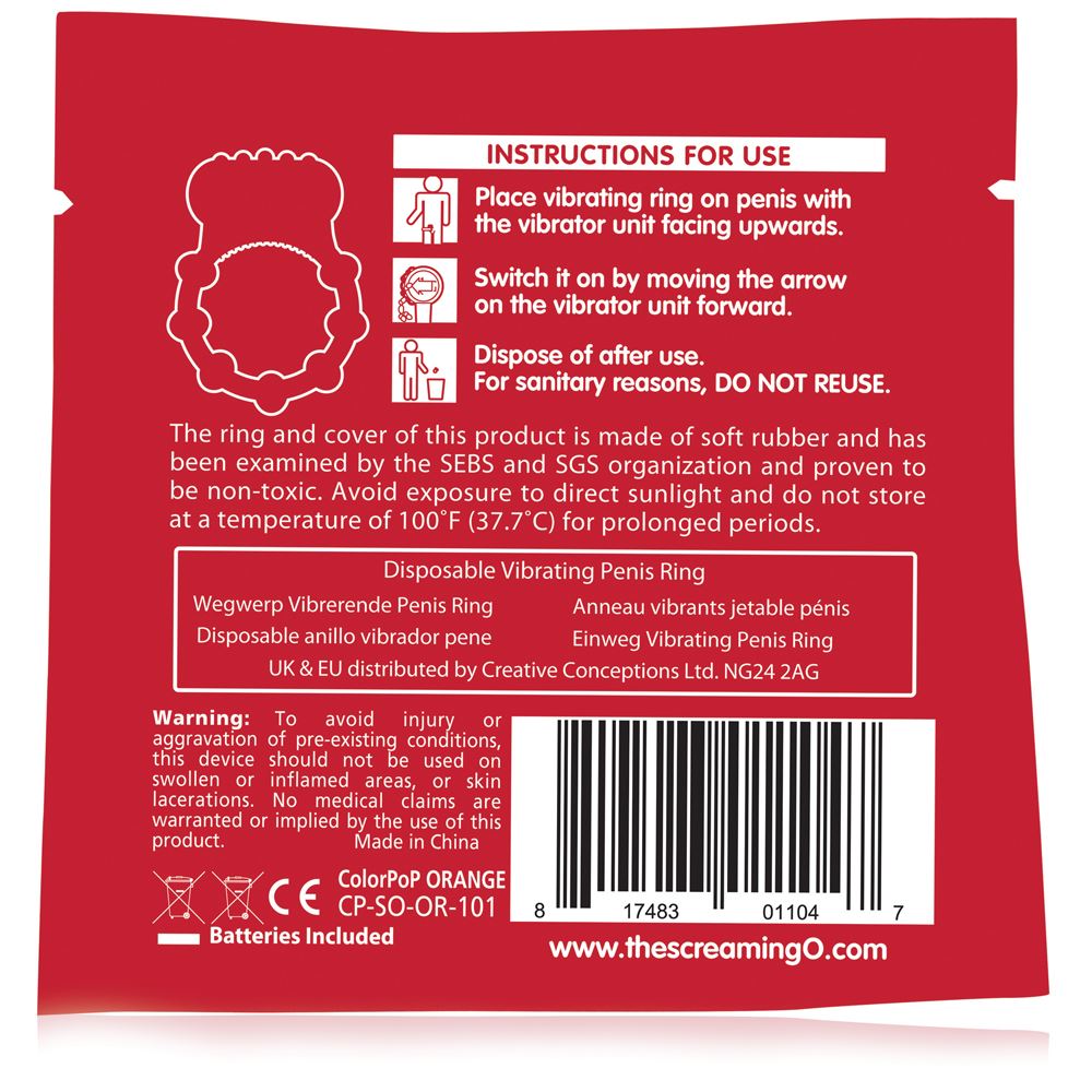 Screaming O Colour Pop Quickie Basic Ring – Orange