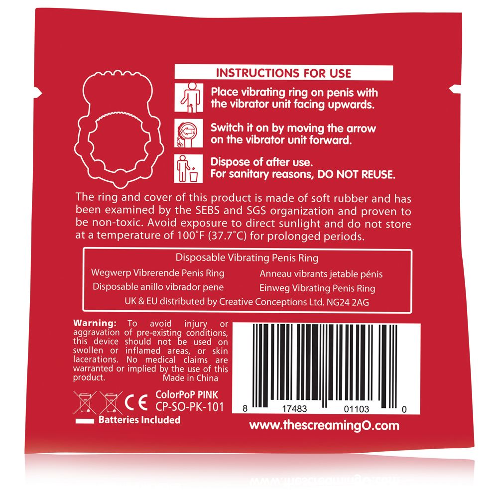 Screaming O Colour Pop Quickie Basic Ring – Pink