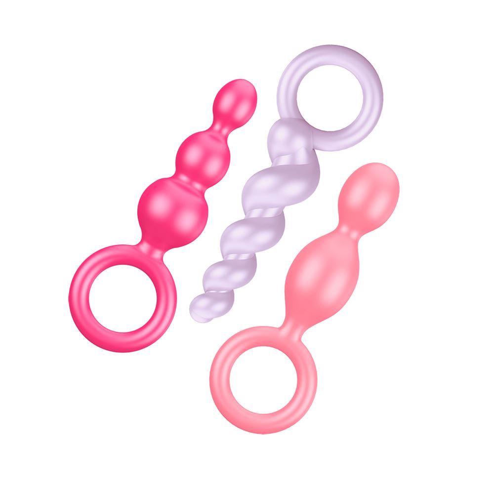 Satisfyer Plugs – Coloured (Pink  Purple & Red) (Booty Call – Coloured set of 3)