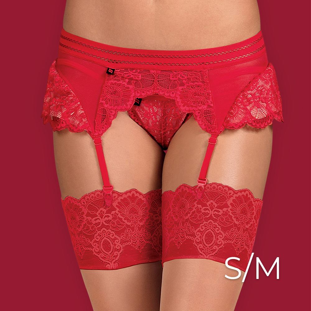 Obsessive - 853-GAR-3 garter belt S/M - Red