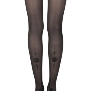 Zohara "Jewel In The Night" Black Sheer Print Tights