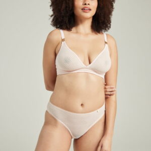 The Sheer Deco High Leg Brief Blush Pink