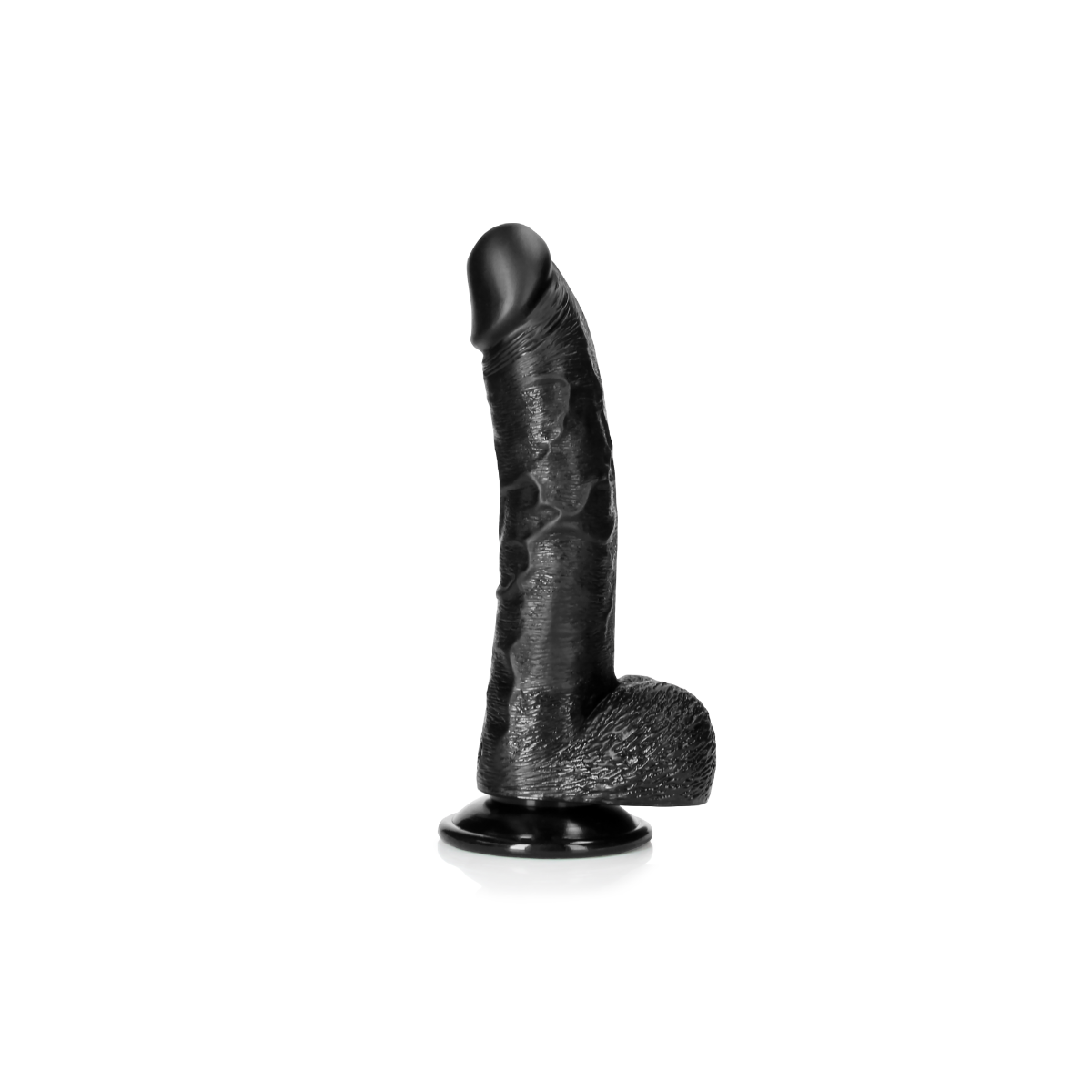 Real Rock – Curved Realistic Dildo & Balls with Suction Cup 8 inches – Black