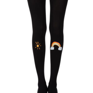 Zohara "Over The Rainbow" Black Print Tights