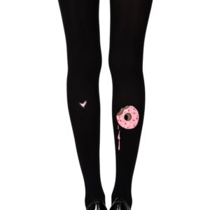 Zohara "A Donut Bite" Black Print Tights