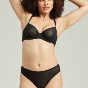 The Sheer Deco High Leg Brief Black
