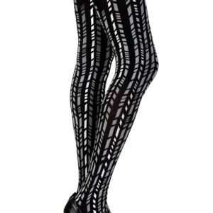 Zohara "Cross It" Black/Silver Print Tights
