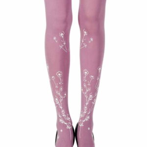 Zohara "Wild Roses" Violet Print Tights