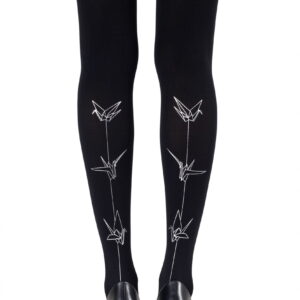 Zohara "Paper Planes" Silver Print Tights