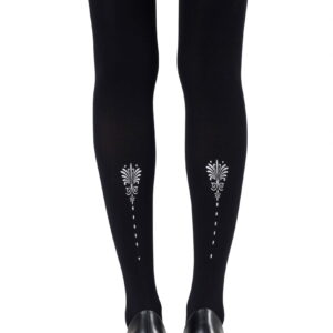 Zohara "Vine And Dash" Silver Print Tights