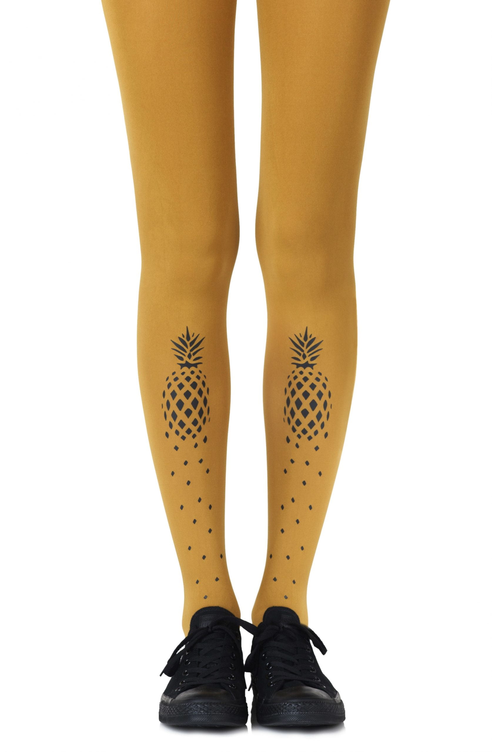 Zohara “If You Like Piña Coladas” Mustard Print Tights
