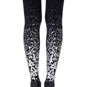 Zohara "Paint It Black" Grey Silver Print Tights