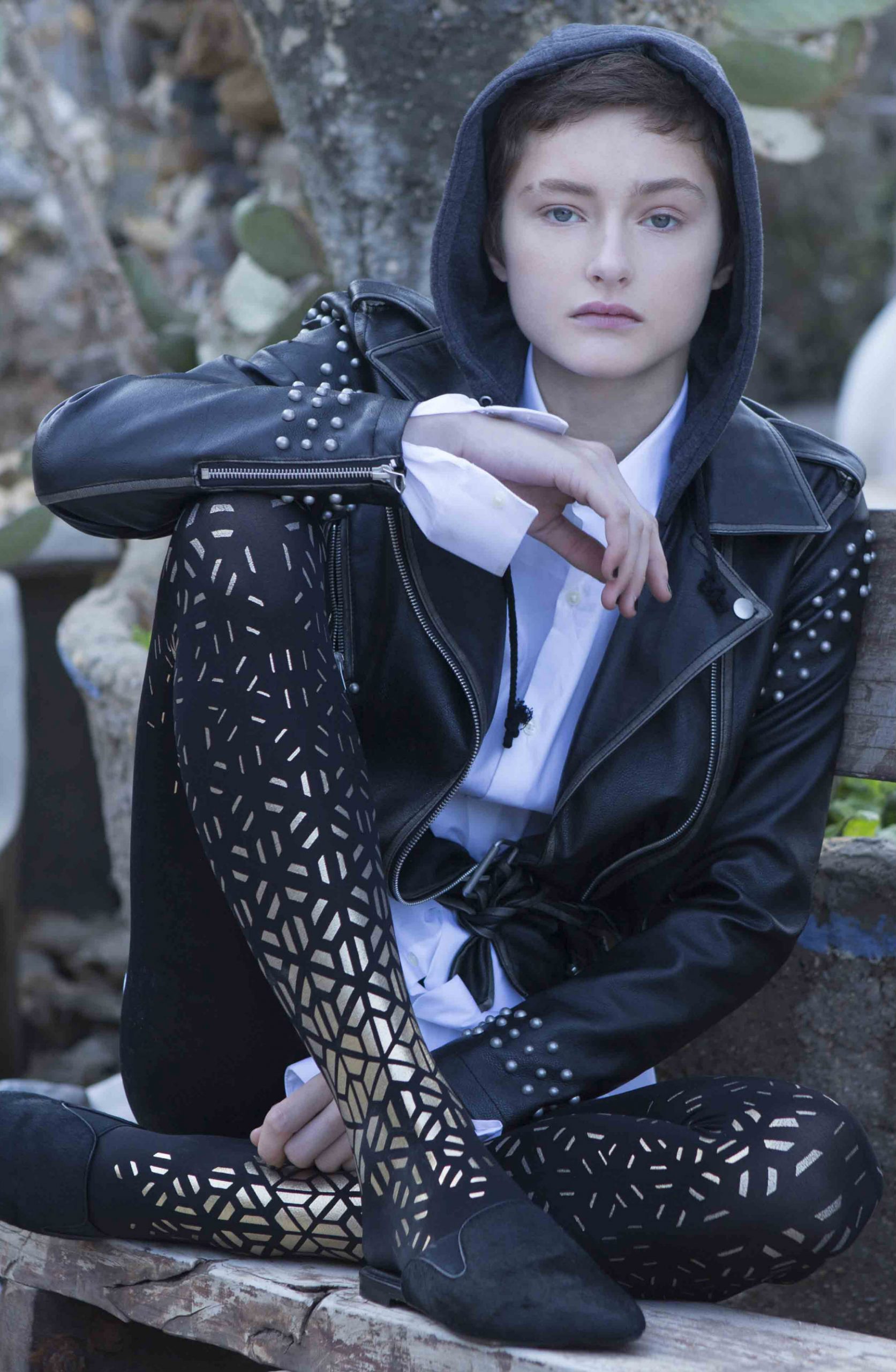 Zohara “Shape Up” Gold Print Tights