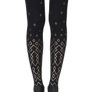 Zohara "Diamonds Are Forever" Black Print Tights