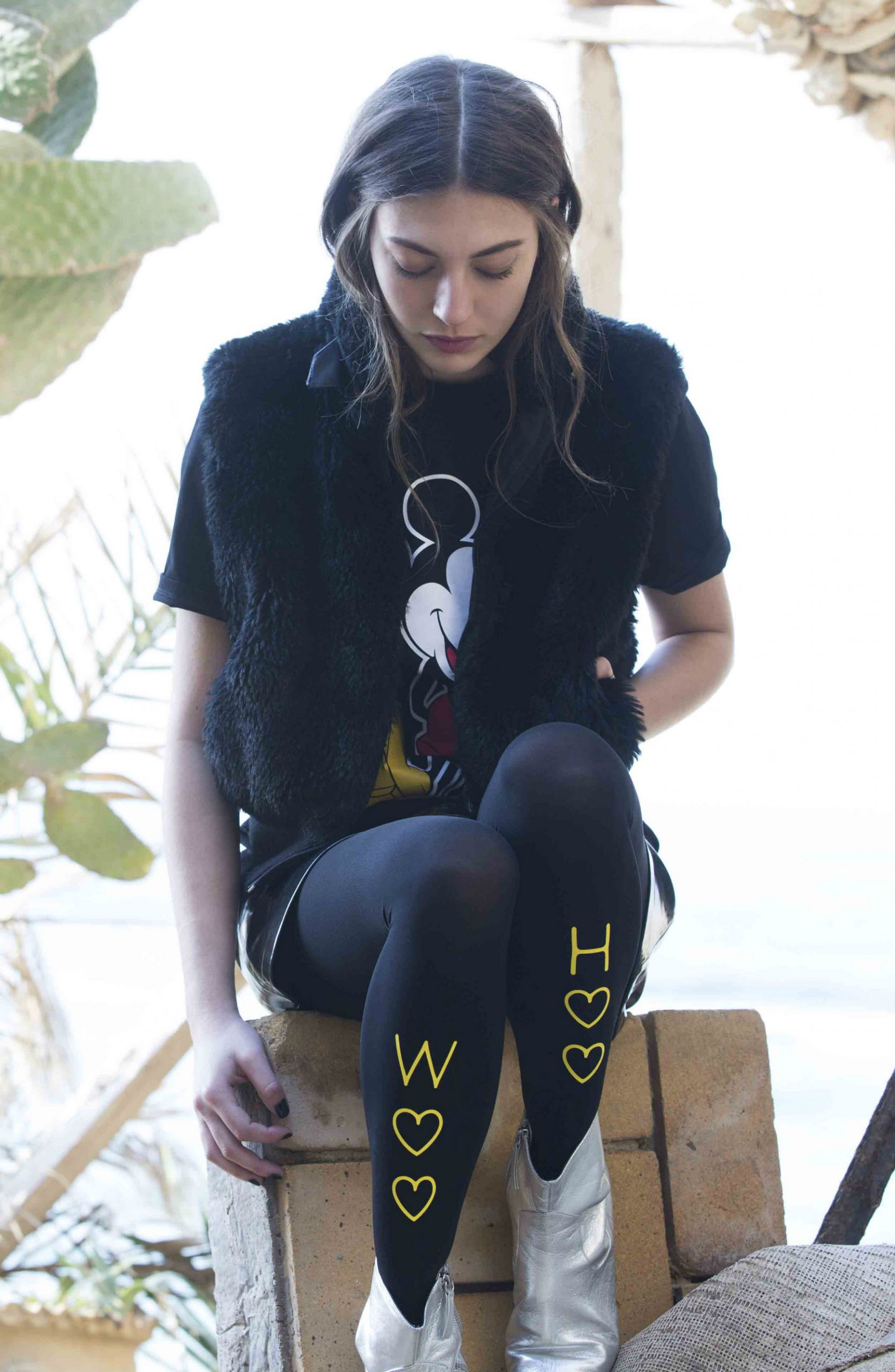 Zohara “Party In The Back/Front” Black Tights