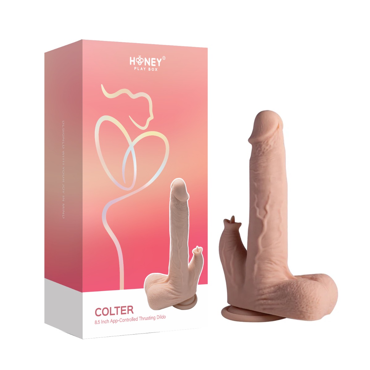 Honey Play Box – Colter – Realistic Thrusting Dildo with Vibrating Licker  8.5" (App Controlled)