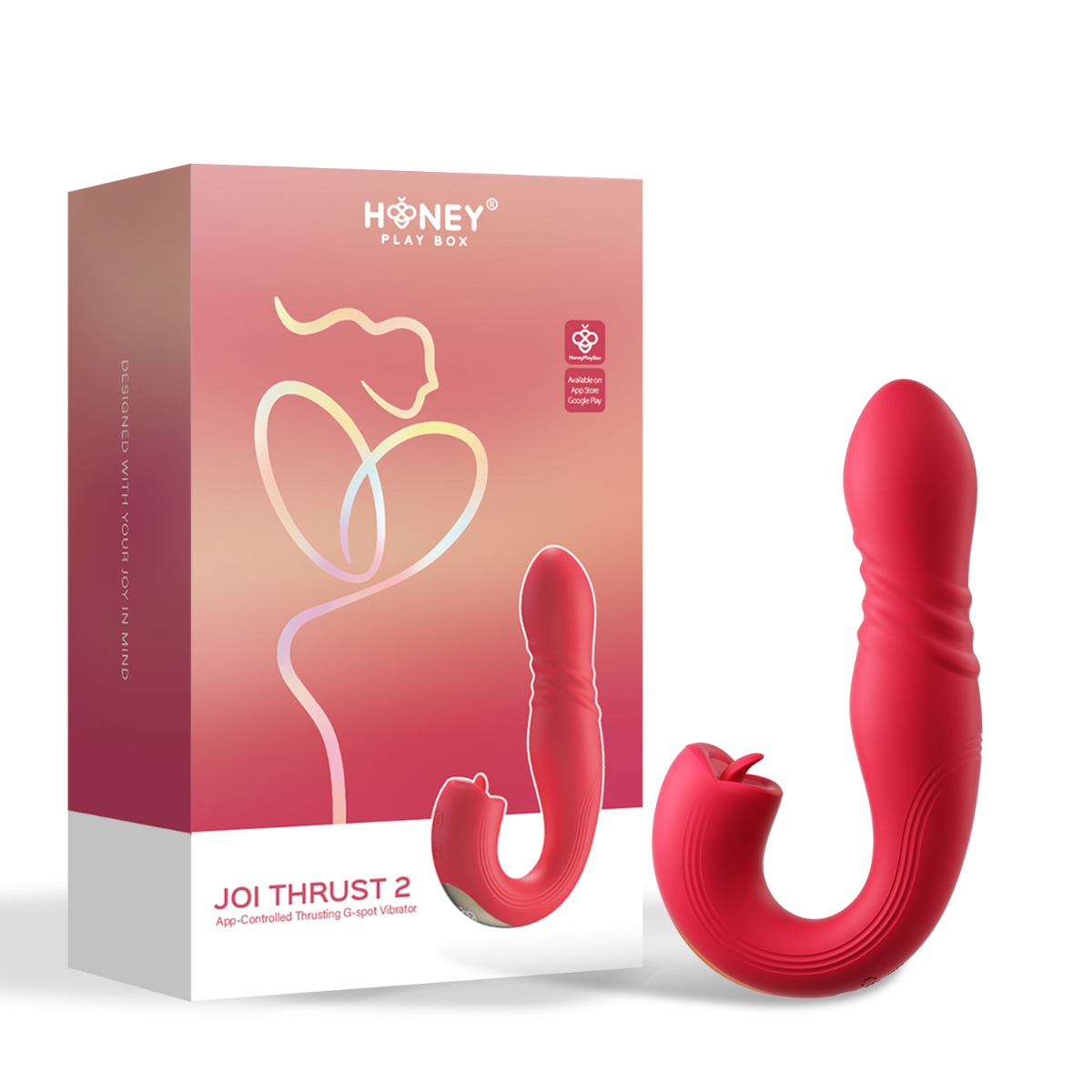 Honey Play Box - Joi Thrust 2 - Thrusting G Spot Vibrator & Tongue Clit Licker (App Controlled  Pressure Sensing)