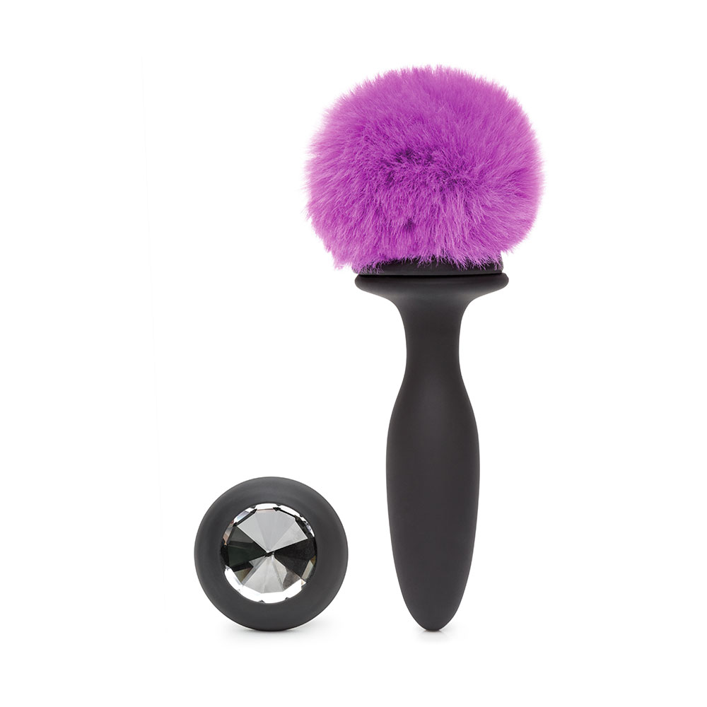 Happy Rabbit Rechargeable Vibrating Butt Plug Large - Black/Purple