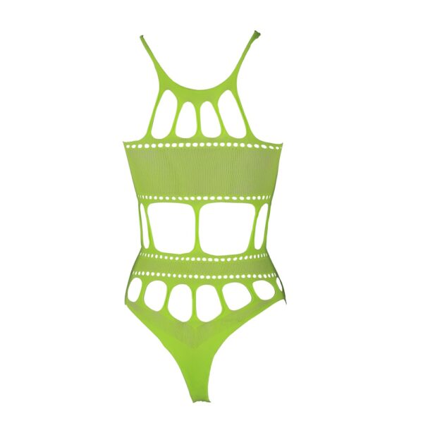Cut Out Thong Bodysuit Neon Green Plus Size - Image 8