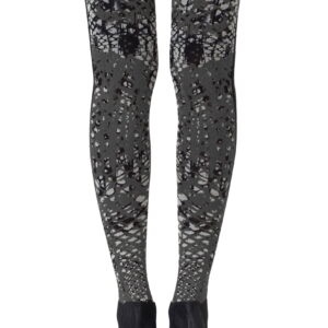 Zohara "Tip The Scale" Light Grey Print Tights