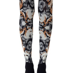 Zohara "Earth Goddess" Grey Orange Print Tights