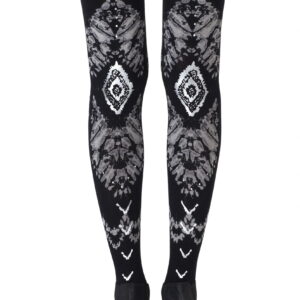 Zohara "The Long And Winding Road" Black Print Tights