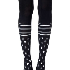 Zohara "Sock It To Me" Grey Silver Print Tights