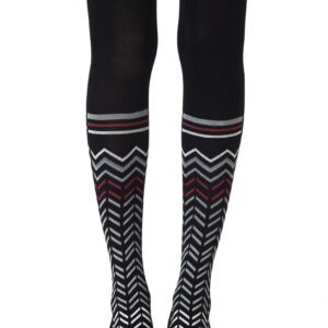 Zohara "Zig Zag Walk" Black Print Tights