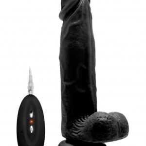 Real Rock - Vibrating Cock & Balls 8 inches - Black