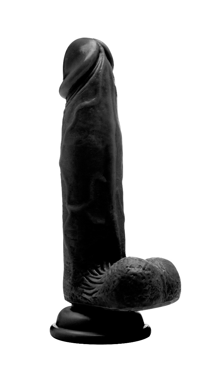 Real Rock Skin – Realistic Cock 8″ With Scrotum (Black)