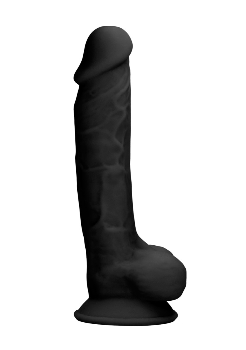 Real Rock Silicone Dildo With Balls 7″ (Black)