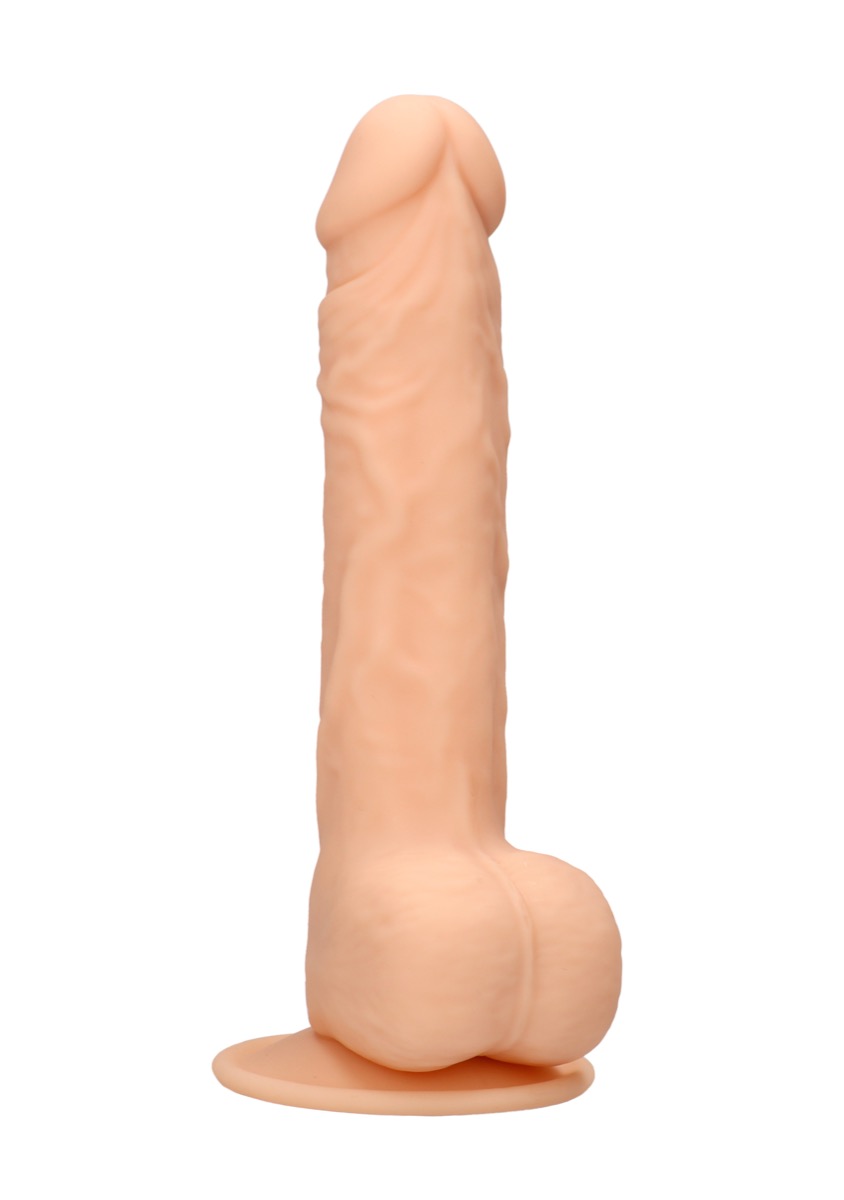 Real Rock Silicone Dildo With Balls 9.5″ (Flesh)