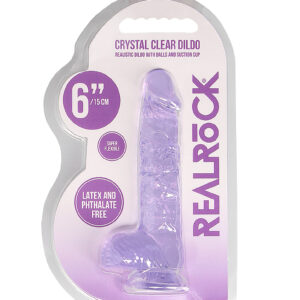 Real Rock Crystal Clear 6" Realistic Dildo With Balls (Purple)