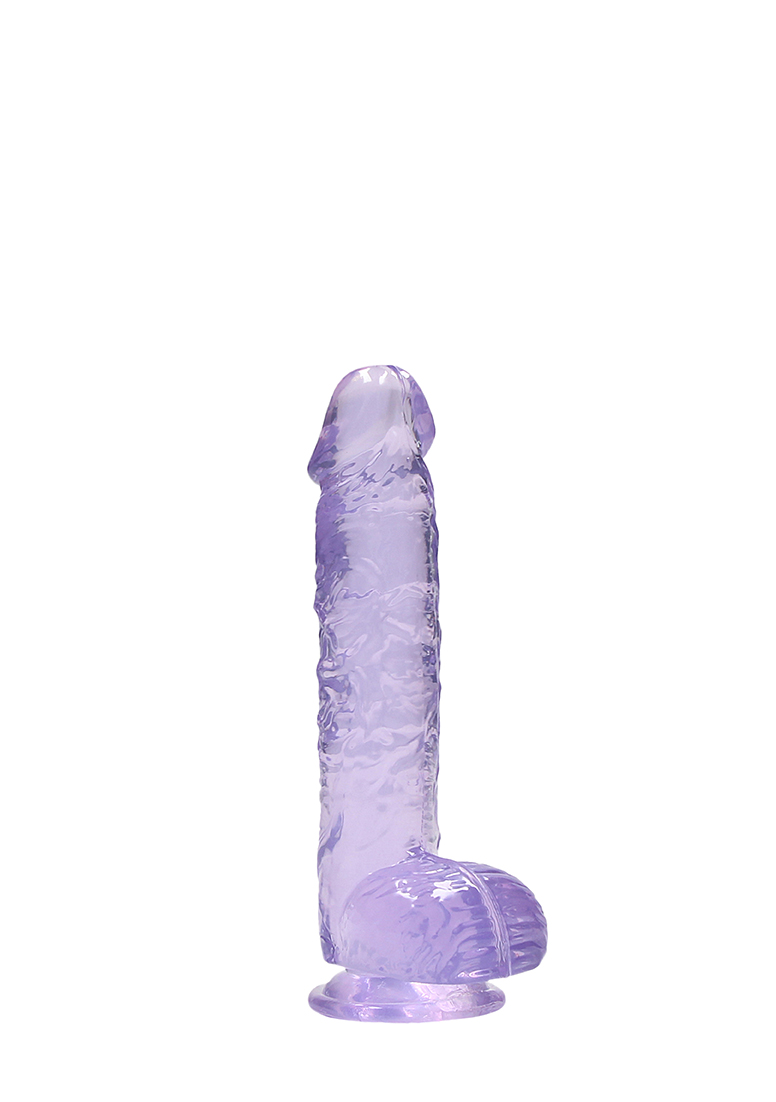 Real Rock Crystal Clear 6″ Realistic Dildo With Balls (Purple)