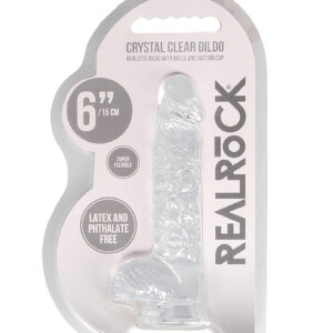 Real Rock Crystal Clear 6" Realistic Dildo With Balls (Transparent)