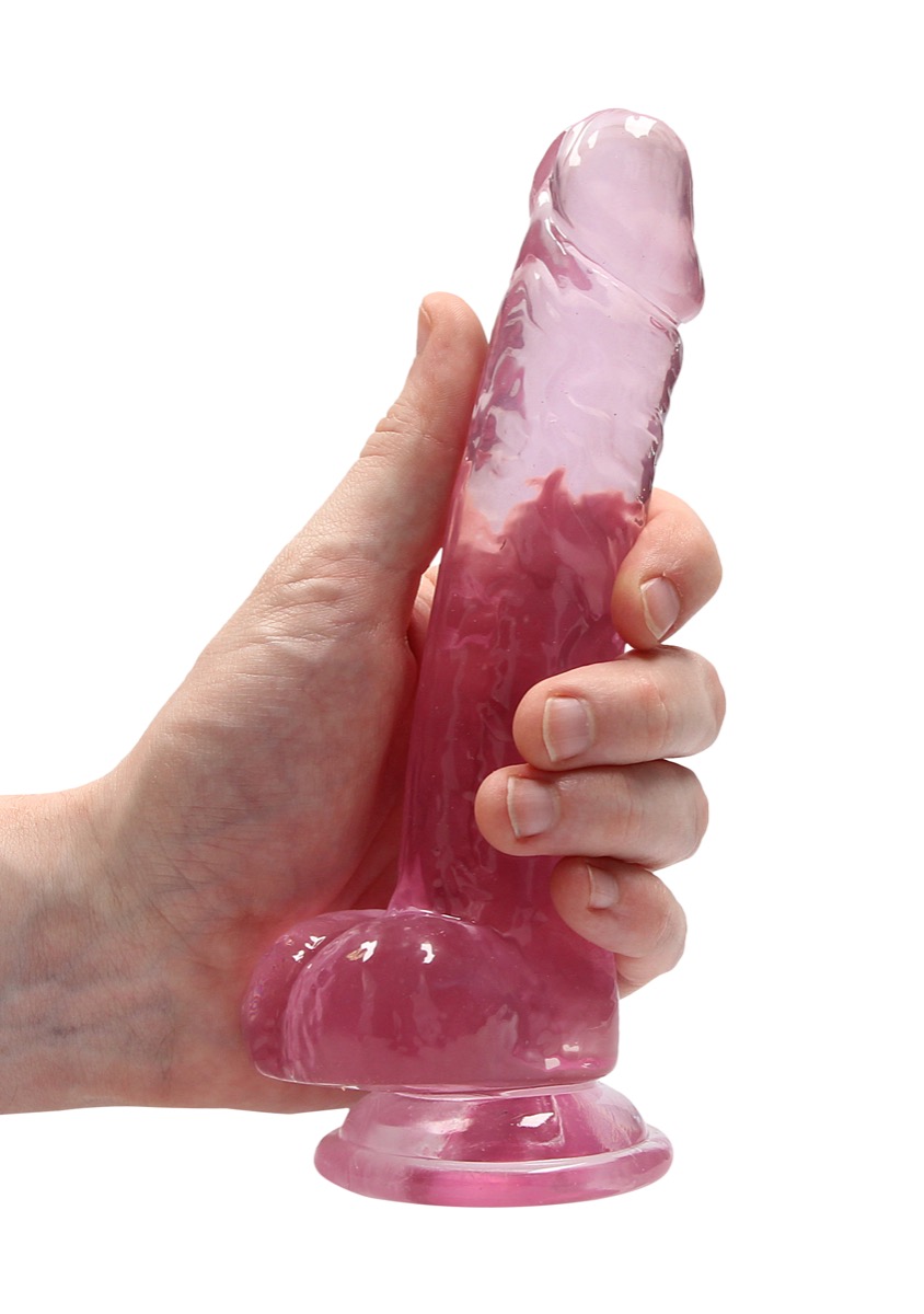 Real Rock Crystal Clear 7″ Realistic Dildo With Balls (Pink)