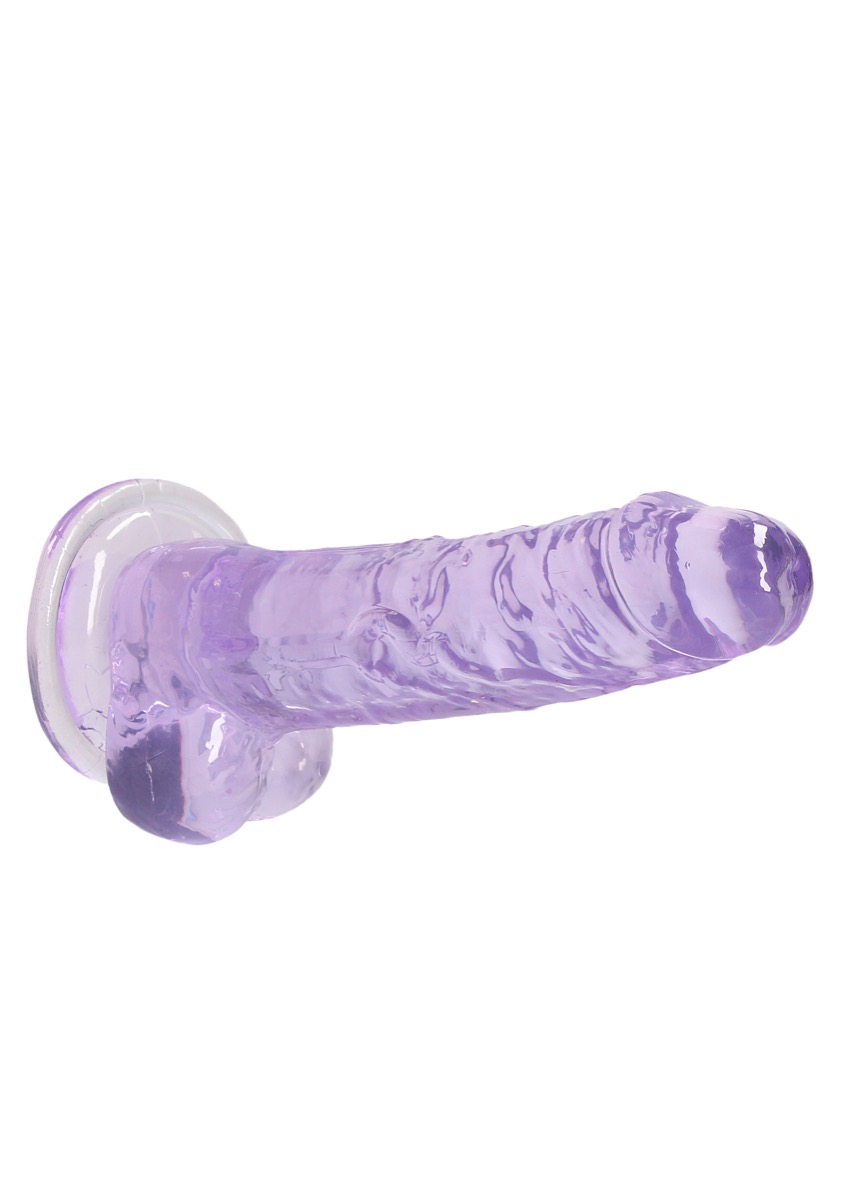 Real Rock Crystal Clear 7″ Realistic Dildo With Balls (Purple)