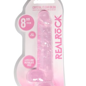 Real Rock Crystal Clear 8" Realistic Dildo With Balls (Pink)