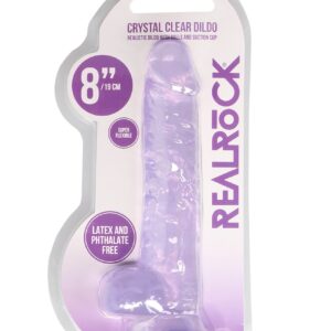 Real Rock Crystal Clear 8" Realistic Dildo With Balls (Purple)