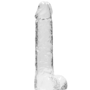 Real Rock Crystal Clear 8" Realistic Dildo With Balls (Transparent)