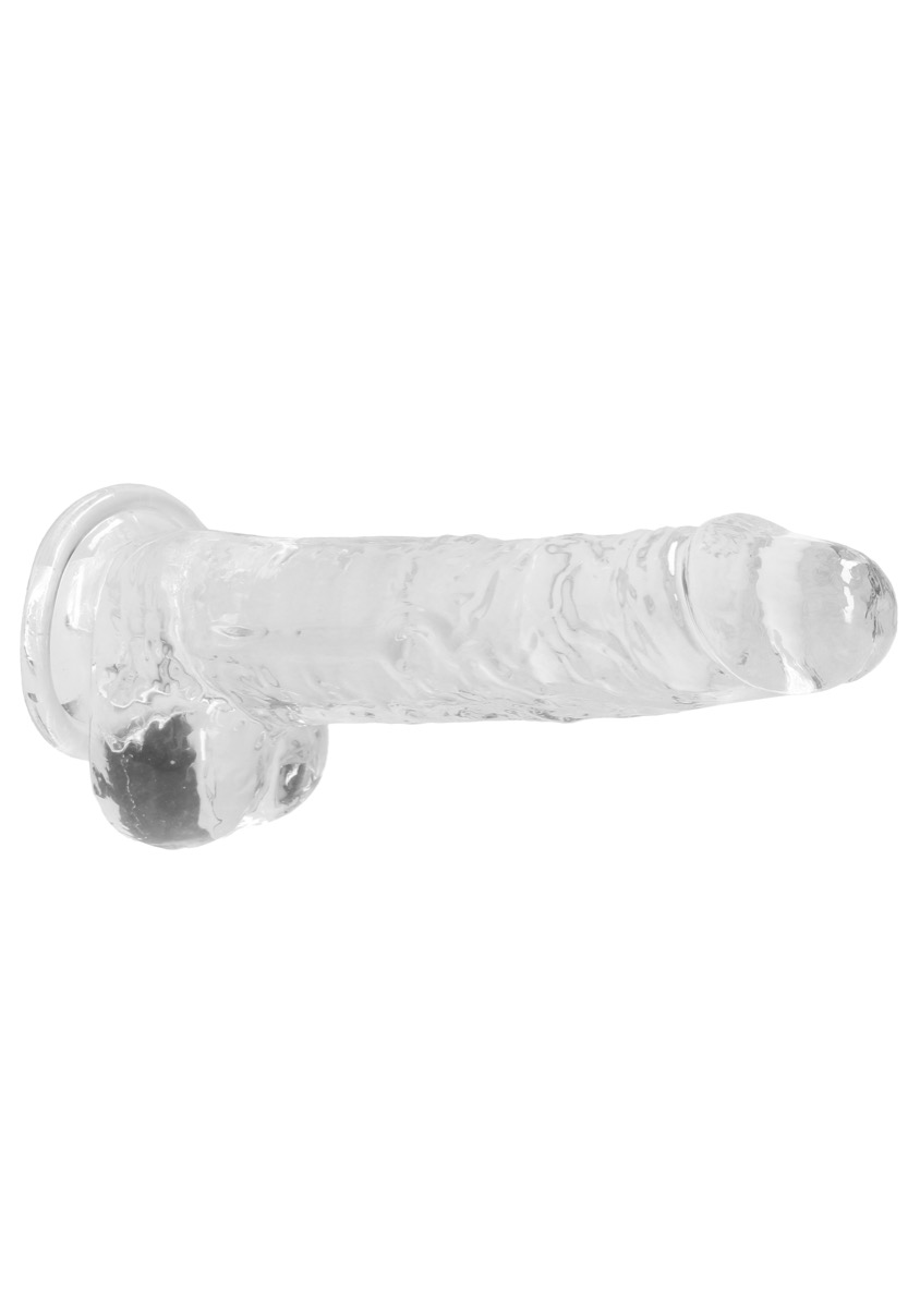 Real Rock Crystal Clear 8″ Realistic Dildo With Balls (Transparent)