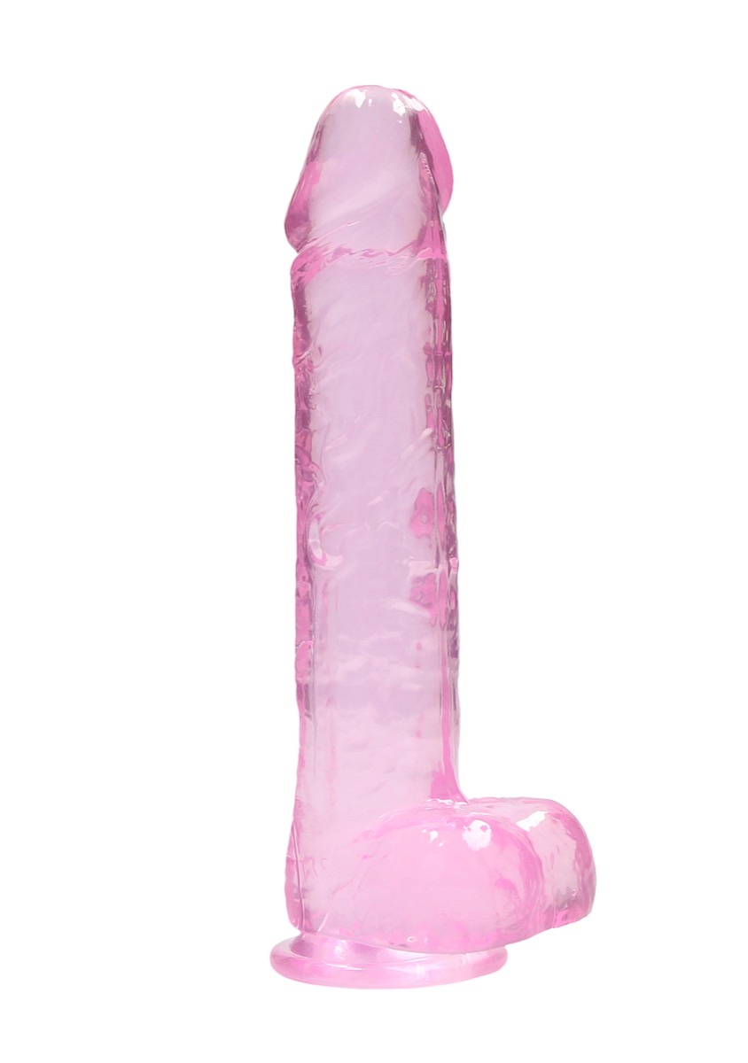 Real Rock Crystal Clear 9″ Realistic Dildo With Balls (Pink)