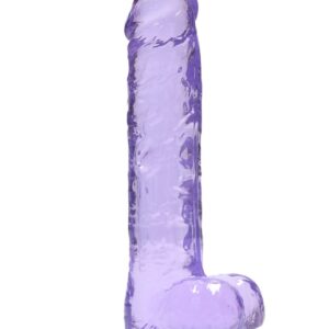 Real Rock Crystal Clear 9" Realistic Dildo With Balls (Purple)