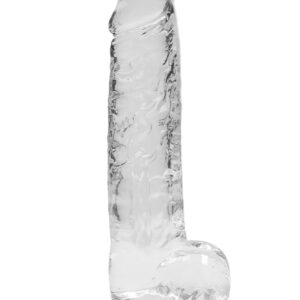 Real Rock Crystal Clear 9" Realistic Dildo With Balls (Transparent)