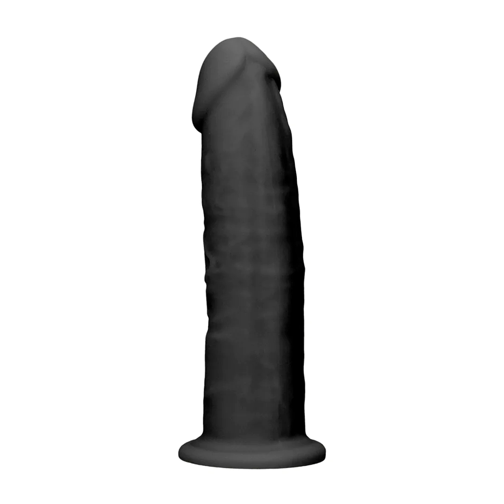 Real Rock Silicone Dildo Without Balls 6" (Black)