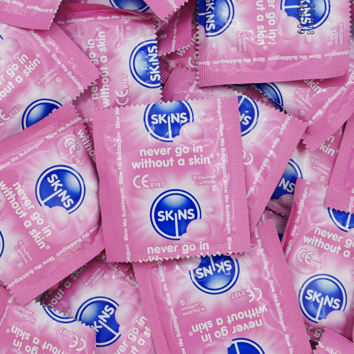 Skins Condoms Bubblegum Flavour FOIL (BAG 500)