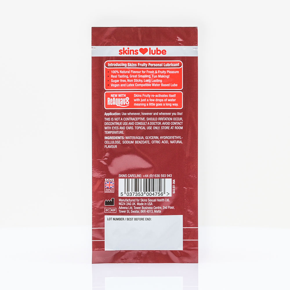 Skins Strawberry Water Based Lubricant – 5ml Foil