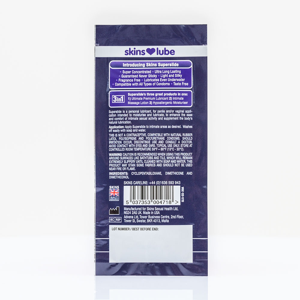 Skins Super Slide Silicone Lubricant – 5ml Foil