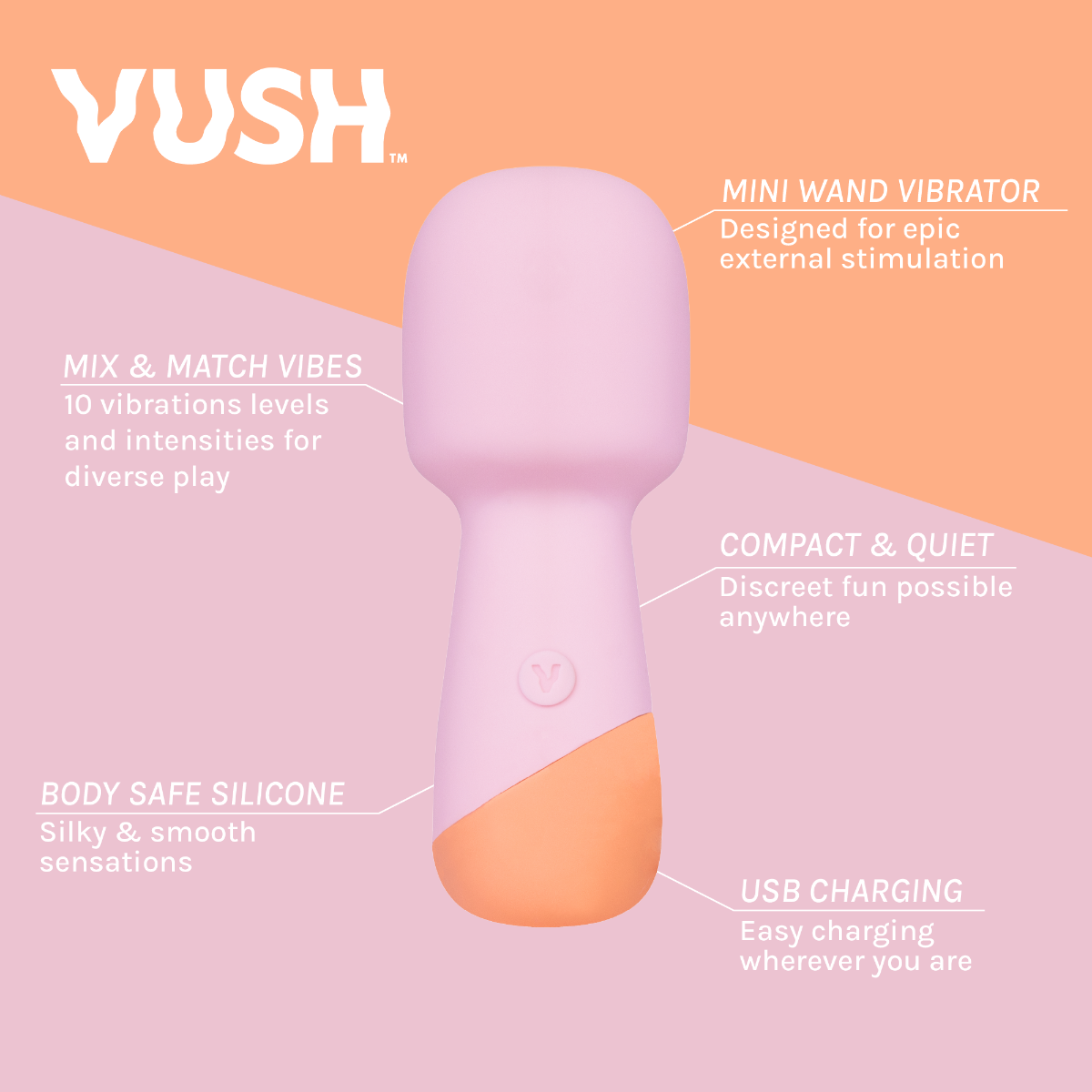 Vush - Peachy Mini Wand Massager