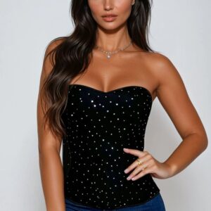 YesX YX895 Sequin Corset Black